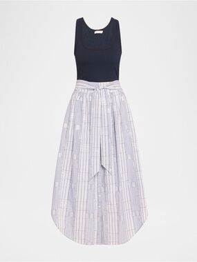 Ramy Brook Lavender Striped Maxi Skirt with Tie Waist